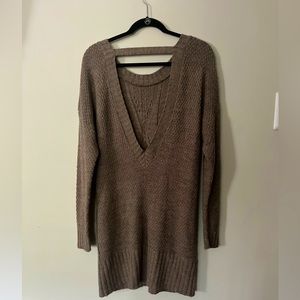 Grey V Back Sweater